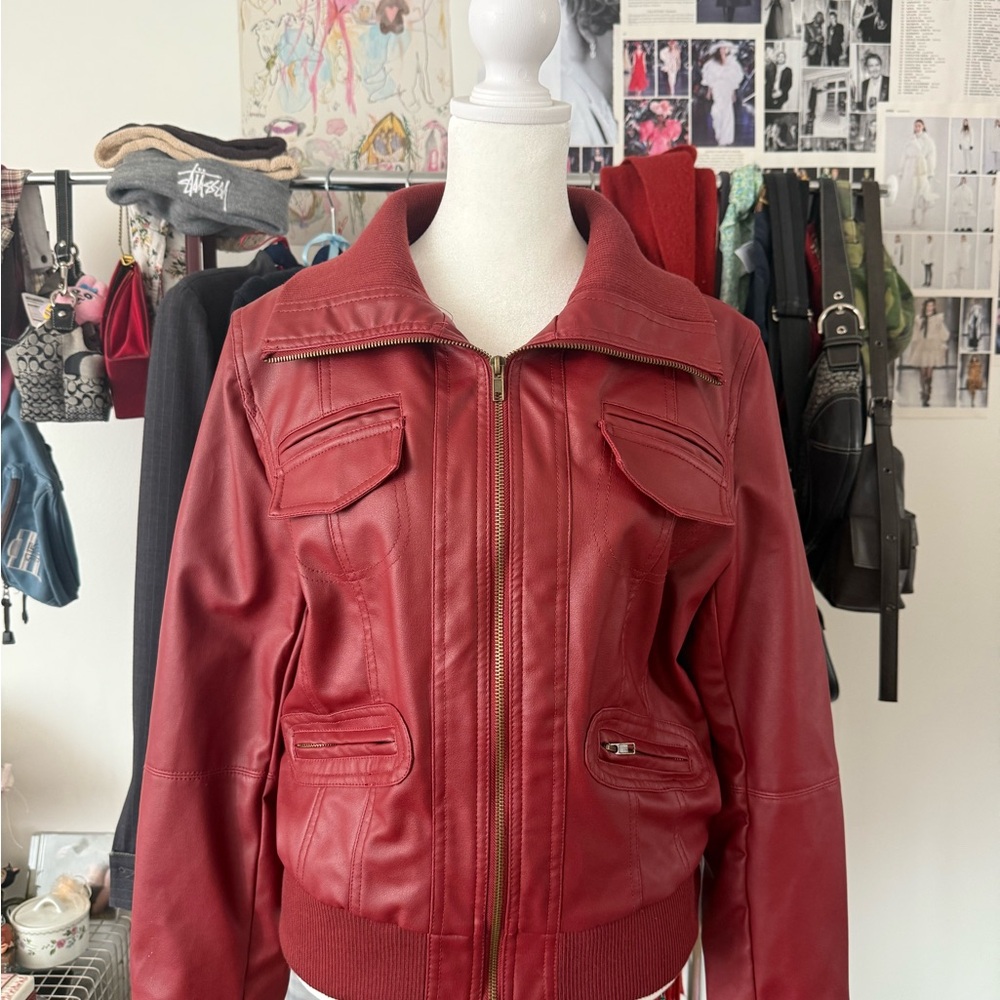 Garage Women's Bold Red Leather Jacket